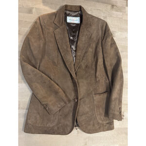 Vintage Women’s Briar Club Suede Leather Blazer Jacket Sz 10 Camel-tan Color